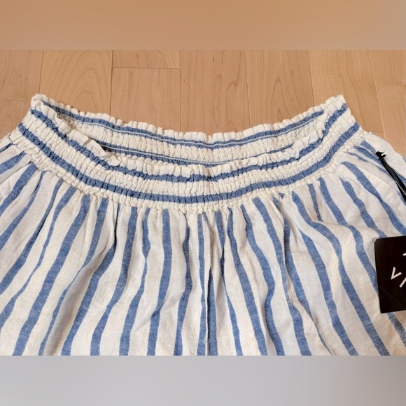 AVA & VIV Linen Viscose Blue and White Striped Shorts - Picture 8 of 8